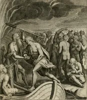 An illustration from La doctrine des moeurs : tiree de la philosophie des stoiques: representee en cent tableaux. Et expliquee en cent discours pour l'instruction de la ieunesse. Au Roy (1646)