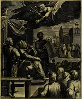 Picture 41 of 208 from La doctrine des moevrs, tiree de la philosophie des stoiques, representee en cent tableavx et expliqvee en cent discovrs pour l'instruction de la ieunesse (1646), leaf 62