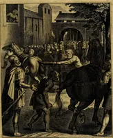 Picture 55 of 208 from La doctrine des moevrs, tiree de la philosophie des stoiques, representee en cent tableavx et expliqvee en cent discovrs pour l'instruction de la ieunesse (1646), leaf 76