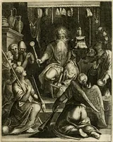An illustration from La doctrine des murs, tiree de la philosophie des stoiques, representee en cent tableaux et expliquee en cent discours pour l'instruction de la ieunesse (1646)