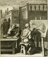An illustration from La doctrine des murs, tiree de la philosophie des stoiques, representee en cent tableaux et expliquee en cent discours pour l'instruction de la ieunesse (1646)
