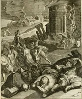 An illustration from La doctrine des murs, tiree de la philosophie des stoiques, representee en cent tableaux et expliquee en cent discours pour l'instruction de la ieunesse (1646)