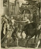 An illustration from La doctrine des murs, tiree de la philosophie des stoiques, representee en cent tableaux et expliquee en cent discours pour l'instruction de la ieunesse (1646)
