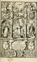An illustration from La estrella de Lima convertida en sol sobre sus tres coronas, el b. Toribio Alfonso Mogrobexo, su segundo arzobispo: celebrado con epitalamios sacros y solemnes cultos, por su esposa la Santa Iglesia Metropolitana de Lima , al activo y soberano influxo del exmo. e illmo. señor doct. d. Melchor de Liñan y Cisneros ... : descripcion sacro politica de las grandezas de la ciudad de Lima, y compendio historico eclesiastico de su Santa Iglesia Metropolitana (1688)