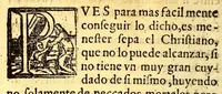 An illustration from La fundacion y summario de indulgencias del sacro Orden de Nuestra Señora de la Merced, Rede[m]ption de Captiuos. : Con vn breve tractado q[ue] enseña el camino d[e] la vida perfecta, (1595)