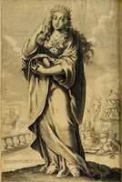 An illustration from La gallerie des femmes fortes (1647)