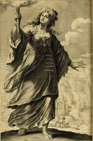 An illustration from La gallerie des femmes fortes (1647)