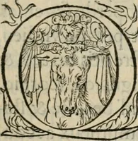 An illustration from La geomance dv Seigneur Christofe de Cattan, gentilhomme Geneuoys. Liure non moins plaisant & recreatif. Auec la roüe de Pythagoras (1558)