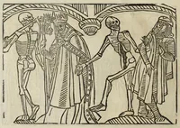 Picture 5 of 35 from La grande danse Macabre des hommes et des femmes : précédée du dict des trois mors et dfs trois vifz, du Débat du corps et de l'âme, et de La complaincte de l'ame dampnée (1862), leaf 16