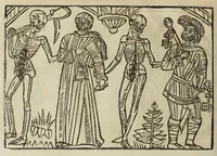 Picture 11 of 35 from La grande danse Macabre des hommes et des femmes : précédée du dict des trois mors et dfs trois vifz, du Débat du corps et de l'âme, et de La complaincte de l'ame dampnée (1862), leaf 26