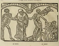 Picture 12 of 35 from La grande danse Macabre des hommes et des femmes : précédée du dict des trois mors et dfs trois vifz, du Débat du corps et de l'âme, et de La complaincte de l'ame dampnée (1862), leaf 28