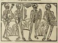 Picture 15 of 35 from La grande danse Macabre des hommes et des femmes : précédée du dict des trois mors et dfs trois vifz, du Débat du corps et de l'âme, et de La complaincte de l'ame dampnée (1862), leaf 34