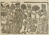 Picture 16 of 35 from La grande danse Macabre des hommes et des femmes : précédée du dict des trois mors et dfs trois vifz, du Débat du corps et de l'âme, et de La complaincte de l'ame dampnée (1862), leaf 35