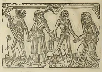 Picture 24 of 35 from La grande danse Macabre des hommes et des femmes : précédée du dict des trois mors et dfs trois vifz, du Débat du corps et de l'âme, et de La complaincte de l'ame dampnée (1862), leaf 48