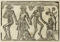 Picture 25 of 35 from La grande danse Macabre des hommes et des femmes : précédée du dict des trois mors et dfs trois vifz, du Débat du corps et de l'âme, et de La complaincte de l'ame dampnée (1862), leaf 50