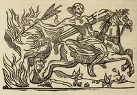 An illustration from La grande danse Macabre des hommes et des femmes : précédée du dict des trois mors et dfs trois vifz, du Débat du corps et de l'âme, et de La complaincte de l'ame dampnée (1862)