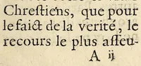 Picture 2 of 4 from La grande desolation de la religion pretenduë reformée sur l'approbation & mort espouuentable du ministre de la ville de Nismes, ayant eu le col tors dedans la chaize par vn grande esclat de tonnerre, esleué en l'air, & rendu inuisible, au grand estonnement des auditeurs; en leur preschant le contraire de la vraye foy catholique, apostollque et romaine. A Nismes, le 6. aoust 1634. (1634), leaf 13