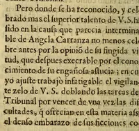 An illustration from La gran fee del centurion español: : Sermon moral que en la Capilla del Santo Oficio de la Inquisicion desta ciudad de los Reyes Lima, el primer iueues de Quaresma predico el Doct. D. Nicolas Antonio Diez de San Miguel, y Solier, doctor en sagrada theologia por esta Real Vniversidad, racionero entero desta S. Iglesia Metropolitana, examinador synodal deste arȯbispado, y calificador del Santo Oficio, en 4. de febrero de 1693: (1695)