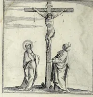 An illustration from L'agreable entretien des ames : sur 168 tableaux souscris de prieres, pour mediter les sts. misteres et pour regler nos vies et mœurs sur celles de n[ot]re sauueur Iesus Christ et de Ste. Marie sa mere, en disant le chapelet du rozaire (1648)