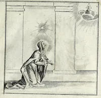 An illustration from L'agreable entretien des ames : sur 168 tableaux souscris de prieres, pour mediter les sts. misteres et pour regler nos vies et mœurs sur celles de n[ot]re sauueur Iesus Christ et de Ste. Marie sa mere, en disant le chapelet du rozaire (1648)