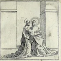 An illustration from L'agreable entretien des ames : sur 168 tableaux souscris de prieres, pour mediter les sts. misteres et pour regler nos vies et mœurs sur celles de n[ot]re sauueur Iesus Christ et de Ste. Marie sa mere, en disant le chapelet du rozaire (1648)