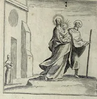 An illustration from L'agreable entretien des ames : sur 168 tableaux souscris de prieres, pour mediter les sts. misteres et pour regler nos vies et mœurs sur celles de n[ot]re sauueur Iesus Christ et de Ste. Marie sa mere, en disant le chapelet du rozaire (1648)