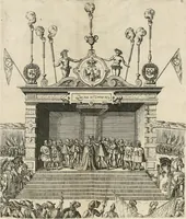 An illustration from La Ioyevse & magnifique entrée de Monseigneur Françoys, fils de France, et frere vnicqve dv Roy, par la grace de Dieu, Dvc de Brabant, d'Anjou, Alençon, Berri, &c. en sa tres-renommée ville d'Anvers (1582)
