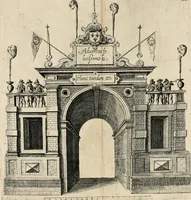 An illustration from La Ioyevse & magnifique entrée de Monseigneur Françoys, fils de France, et frere vnicqve dv Roy, par la grace de Dieu, Dvc de Brabant, d'Anjou, Alençon, Berri, &c. en sa tres-renommée ville d'Anvers (1582)