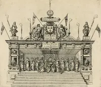 An illustration from La Ioyevse & magnifique entrée de Monseigneur Françoys, fils de France, et frere vnicqve dv Roy, par la grace de Dieu, Dvc de Brabant, d'Anjou, Alençon, Berri, &c. en sa tres-renommée ville d'Anvers (1582)