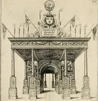 An illustration from La Ioyevse & magnifique entrée de Monseigneur Françoys, fils de France, et frere vnicqve dv Roy, par la grace de Dieu, Dvc de Brabant, d'Anjou, Alençon, Berri, &c. en sa tres-renommée ville d'Anvers (1582)