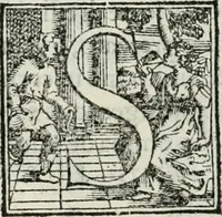 An illustration from L'alitinonfo di m. Gasparo Scaruffi Regiano, per fare ragione, et concordanza d'oro, e d'argento : che seruirà in vniuersale; tanto per prouedere à gli infiniti abusi del tosare, et guastare monete; quanto per regolare ogni sorte di pagamenti, et ridurre anco tutto il mondo ad vna sola moneta (1582)