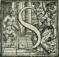 An illustration from L'alitinonfo di m. Gasparo Scaruffi Regiano, per fare ragione, et concordanza d'oro, e d'argento : che seruirà in vniuersale; tanto per prouedere à gli infiniti abusi del tosare, et guastare monete; quanto per regolare ogni sorte di pagamenti, et ridurre anco tutto il mondo ad vna sola moneta (1582)