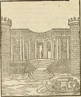An illustration from La magnifica et trivmphale entrata del Christianiss. re di Francia Henrico secondo di questo nome fatta nella nobile & antiqua Città di Lyone à luy & à la sua serenissima consorte Chaterina alli 21. di septemb. 1548 : colla particulare descritione della commedia che fece recitare la Natione Fiorentina a richiesta di sua Maesta Christianissima (1549)