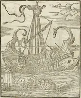 An illustration from La magnifica et trivmphale entrata del Christianiss. re di Francia Henrico secondo di questo nome fatta nella nobile & antiqua Città di Lyone à luy & à la sua serenissima consorte Chaterina alli 21. di septemb. 1548 : colla particulare descritione della commedia che fece recitare la Natione Fiorentina a richiesta di sua Maesta Christianissima (1549)