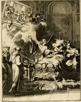 An illustration from La maniere de se bien preparer a la mort par des considerations sur la cene, la passion, & la mort de Jesus-Christ : avec de trés-belles estampes emblematiques (1700)