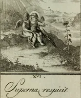 An illustration from L'ame amante de son Dieu, représentée dans les emblemes de Hermannus Hugo, et dans ceux d'Othon Vaenius sur l'amour divin. Avec des figures nouvelles accompagnées de vers qui en font l'application aux dispositions les plus essentielles de la vie intérieure (1790)