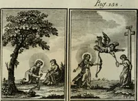An illustration from L'ame amante de son Dieu, représentée dans les emblemes de Hermannus Hugo, et dans ceux d'Othon Vaenius sur l'amour divin. Avec des figures nouvelles accompagnées de vers qui en font l'application aux dispositions les plus essentielles de la vie intérieure (1790)
