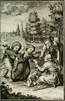 An illustration from L'ame amante de son Dieu, representée dans les emblémes de Hermannus Hugo sur ses pieux desirs: & dans ceux d'Othon Vaenius sur l'amour divin (1717)
