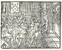 An illustration from La Metamorphose d'Ouide : contenant l'Olympe des histoires poëtiques : traduits de latin en françois (1608)