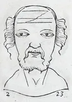 Picture 70 of 91 from La metoposcopie de H. Cardan, medecin milanois : comprise en treize liures, et huit cens figures de la face humaine : a laquelle a esté adjousté, Le traicté des marques naturelles du corps, par Melampus, antien autheur grec : le tout traduit en françois par le sieur C. M. de Laurendiere, docteur en medecine (1658), leaf 169