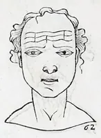 Picture 15 of 91 from La metoposcopie de H. Cardan, medecin milanois : comprise en treize liures, et huit cens figures de la face humaine : a laquelle a esté adjousté, Le traicté des marques naturelles du corps, par Melampus, antien autheur grec : le tout traduit en françois par le sieur C. M. de Laurendiere, docteur en medecine (1658), leaf 38