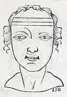 Picture 27 of 91 from La metoposcopie de H. Cardan, medecin milanois : comprise en treize liures, et huit cens figures de la face humaine : a laquelle a esté adjousté, Le traicté des marques naturelles du corps, par Melampus, antien autheur grec : le tout traduit en françois par le sieur C. M. de Laurendiere, docteur en medecine (1658), leaf 55
