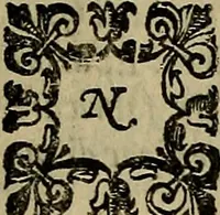An illustration from La nobilta di Milano, diuisa in sei libri. Nel primo, si narra di tvtti i santi, e beati, di patria milanesi. Co'l numero, e nome de' corpi santi, e reliquie notabili, chiese, monasterij, hospitali, e case pie, che sono nella città, e diocesi di Milano. Nel secondo, si descriuono tutti i papi, cardinali, arciuescoui, vescoui, e prelati graduati milanesi. Nel terzo, si ragiona di tutti i letterati, e componitori milanesi, in qualunque sorte de studij. Nel quarto, si tratta di tutti i rè, imperatori, & huomini valenti, famosi nella militia dell'istessa patria. Con le guerre fatte da milanesi, con altre città. Nel quinto, si fauella de' pittori, scultori, architteti, miniatori, & altri virtuosi, in diuerse sorti di virtù, milanesi. Nel sesto, leggesi le grandezze de' milanesi, la nobiltà di molte casate, le fertilità de' campi, l'anticaglie, e quei c'hanno dominato questa città, et altre cose degne da sapersi (1595)