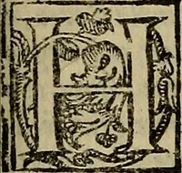 An illustration from La nobilta di Milano, diuisa in sei libri. Nel primo, si narra di tvtti i santi, e beati, di patria milanesi. Co'l numero, e nome de' corpi santi, e reliquie notabili, chiese, monasterij, hospitali, e case pie, che sono nella città, e diocesi di Milano. Nel secondo, si descriuono tutti i papi, cardinali, arciuescoui, vescoui, e prelati graduati milanesi. Nel terzo, si ragiona di tutti i letterati, e componitori milanesi, in qualunque sorte de studij. Nel quarto, si tratta di tutti i rè, imperatori, & huomini valenti, famosi nella militia dell'istessa patria. Con le guerre fatte da milanesi, con altre città. Nel quinto, si fauella de' pittori, scultori, architteti, miniatori, & altri virtuosi, in diuerse sorti di virtù, milanesi. Nel sesto, leggesi le grandezze de' milanesi, la nobiltà di molte casate, le fertilità de' campi, l'anticaglie, e quei c'hanno dominato questa città, et altre cose degne da sapersi (1595)