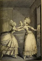 An illustration from La paysane pervertie, ou Les dangers de la ville : histoire d'Ursule R**, sur d'Edmond, le paysan, mise-au-jour d'après les véritables lettres des personages ... (1784)