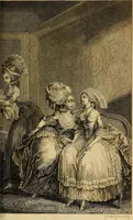 An illustration from La paysane pervertie, ou Les dangers de la ville : histoire d'Ursule R**, sur d'Edmond, le paysan, mise-au-jour d'après les véritables lettres des personages ... (1784)