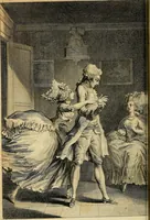 An illustration from La paysane pervertie, ou Les dangers de la ville : histoire d'Ursule R**, sur d'Edmond, le paysan, mise-au-jour d'après les véritables lettres des personages ... (1784)