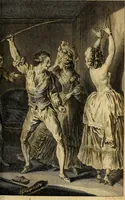 An illustration from La paysane pervertie, ou Les dangers de la ville : histoire d'Ursule R**, sur d'Edmond, le paysan, mise-au-jour d'après les véritables lettres des personages ... (1784)