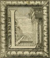 An illustration from La perspective speculative, et pratique : ou sont demonstrez les fondemens de cet art, & de tout ce qui en a esté enseigné jusqu'à present : ensemble la maniere vniverselle de la pratiquer, non seulement sans plan geometral, & sans tiers poinct, dedans ni dehors le champ du tableau : mais encores par le moyen de la ligne, communément appellée horisontale (1643)