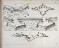 An illustration from L'architecture militaire, ou, La fortification nouuelle : augmentée et enrichie de forteresses regulieres, irregulieres, et de dehors : le tout a la practique moderne (1668)